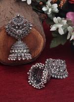     Silver Traditional Wear Oxidised Jhumka Set 